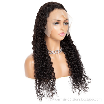 Wholesale Glueless Peruvian High Density Water Waves Natural Hd Transparent Swiss Brazilian 100% Human Hair Lace Front Wigs